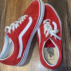 Vans Old Skool Pro Suede Shoe-Red/White